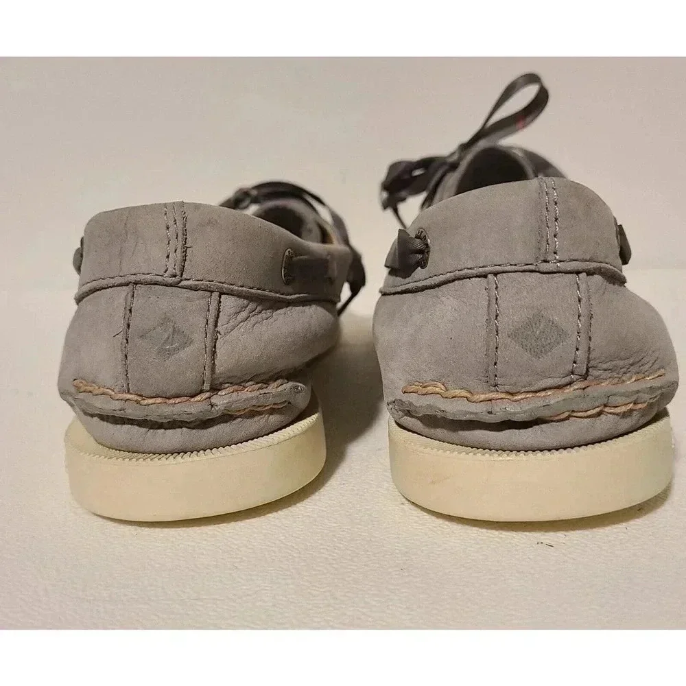 SPERRY Top Sider Suede Boat Shoes GRAY With Ribbon Laces Women’s SZ 9 M - Picture 8 of 8
